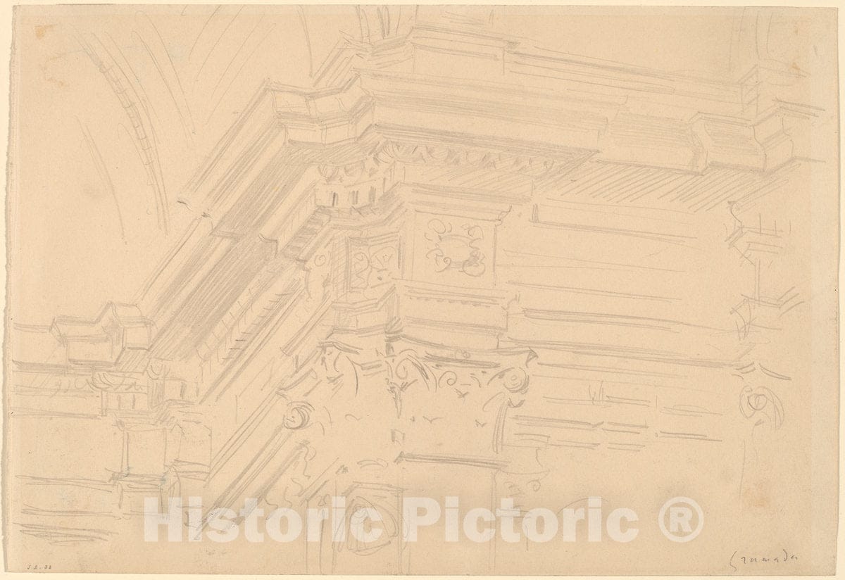 Art Print : John Singer Sargent, Capilla Real Entablature, Granada, 1912 - Vintage Wall Art