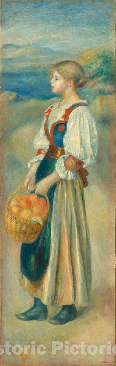 Art Print : Auguste Renoir, Girl with a Basket of Oranges, c. 1889 - Vintage Wall Art