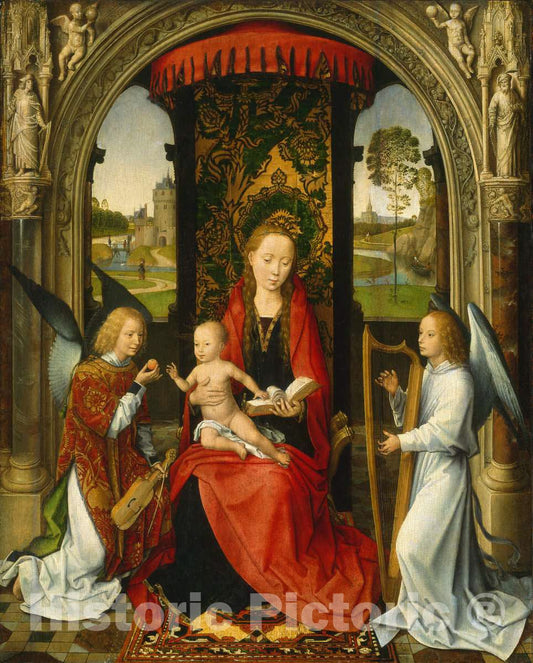 Art Print : Hans Memling, Madonna and Child with Angels, After 1479 - Vintage Wall Art