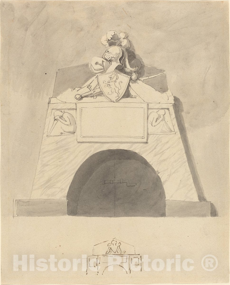 Art Print : John Flaxman, Design for a Monument - Vintage Wall Art