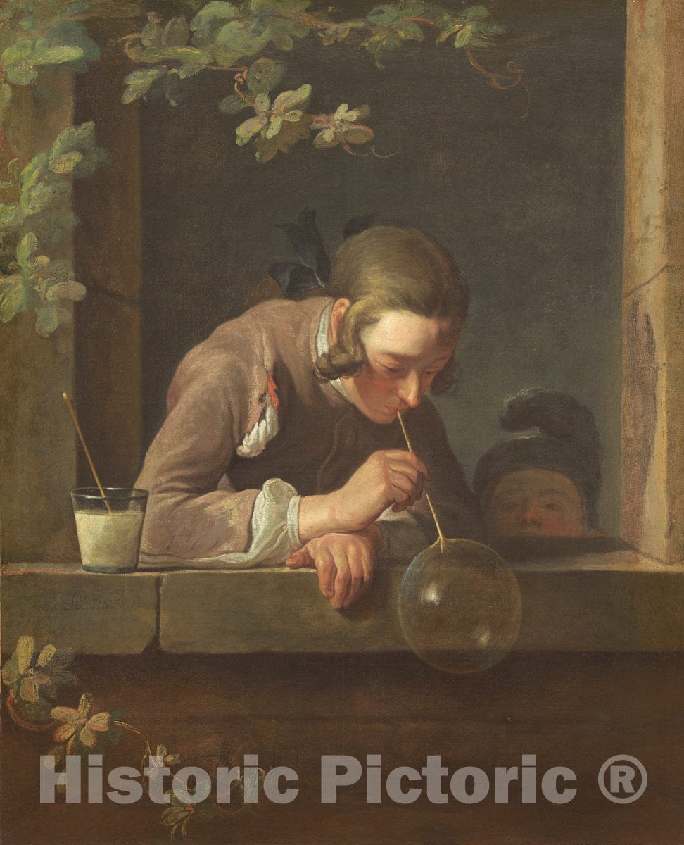 Art Print : Jean SimÃ©on Chardin, Soap Bubbles, c.1734 - Vintage Wall Art