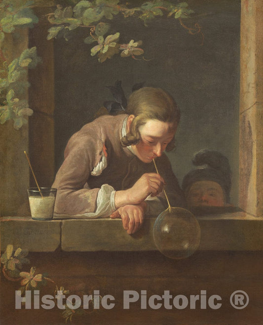 Art Print : Jean SimÃ©on Chardin, Soap Bubbles, c.1734 - Vintage Wall Art