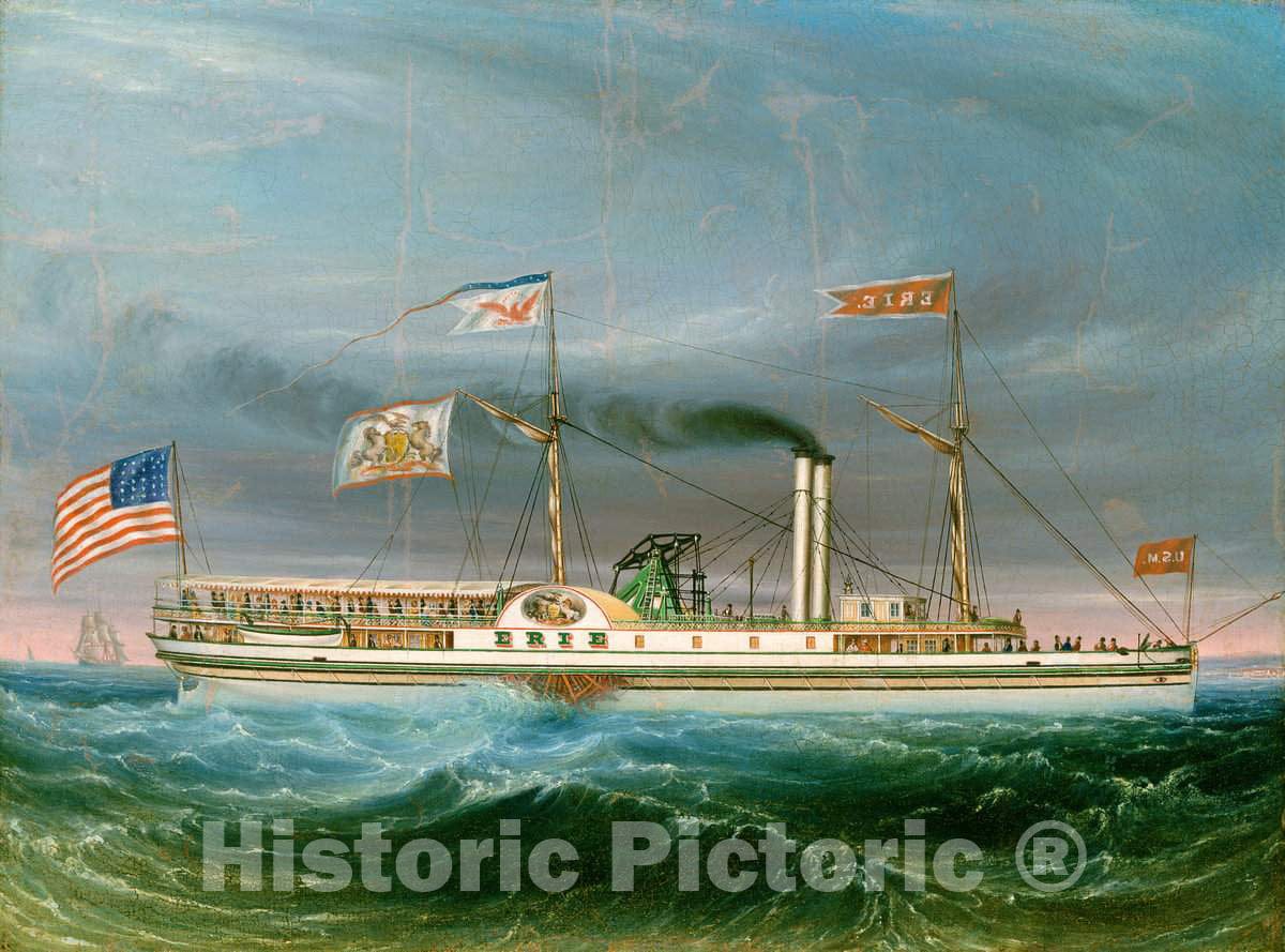 Art Print : Steamship Erie, 1837 - Vintage Wall Art