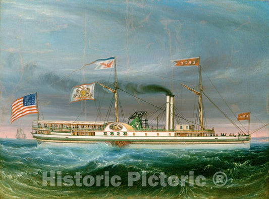 Art Print : Steamship Erie, 1837 - Vintage Wall Art