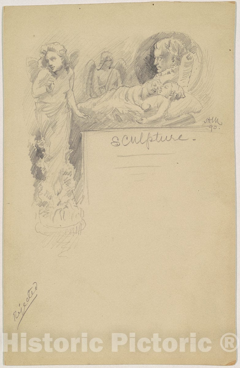 Art Print : James Henry Moser, Study for Sculpture, 1890 - Vintage Wall Art