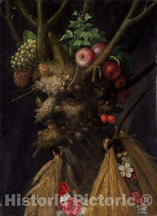 Art Print : Giuseppe Arcimboldo, Four Seasons in One Head, c. 1590 - Vintage Wall Art