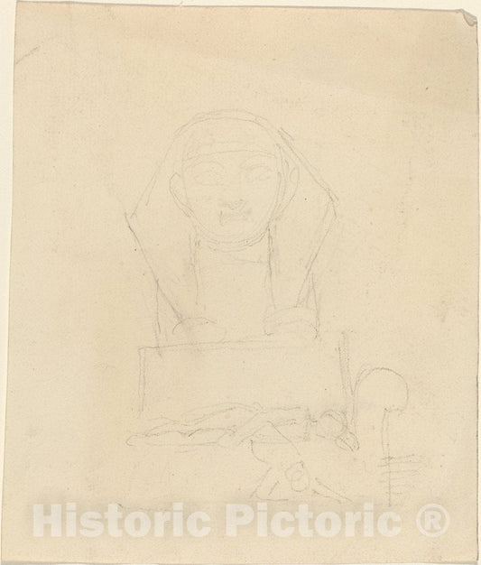Art Print : John Flaxman, Sphinx with Reclining Figures in Foreground - Vintage Wall Art