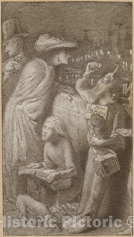 Art Print : Simeon Solomon, I Am Starving, 1857 - Vintage Wall Art