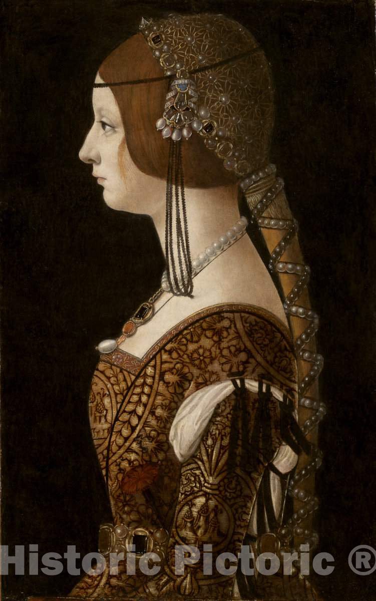 Art Print : Ambrogio de Predis, Bianca Maria Sforza, 1493 - Vintage Wall Art