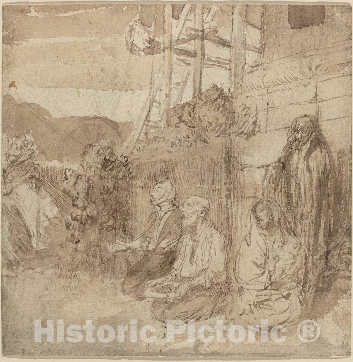 Art Print : Alphonse Legros, English Beggars - Vintage Wall Art