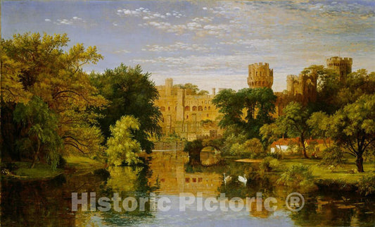 Art Print : Jasper Francis Cropsey, Warwick Castle, England, 1857 - Vintage Wall Art