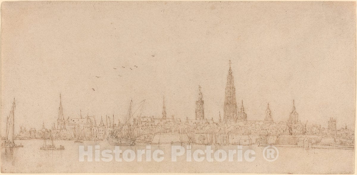 Art Print : Wenceslaus Hollar, View of Antwerp - Vintage Wall Art