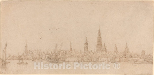 Art Print : Wenceslaus Hollar, View of Antwerp - Vintage Wall Art