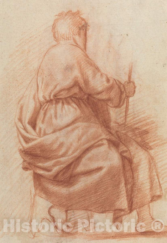 Art Print : Jacopo Chimenti, Seated Draped Man [Verso] - Vintage Wall Art