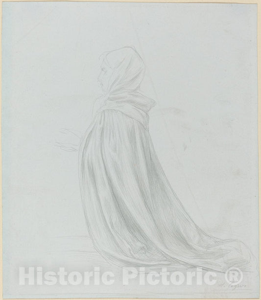 Art Print : Alphonse Legros, Woman in a Cloak - Vintage Wall Art