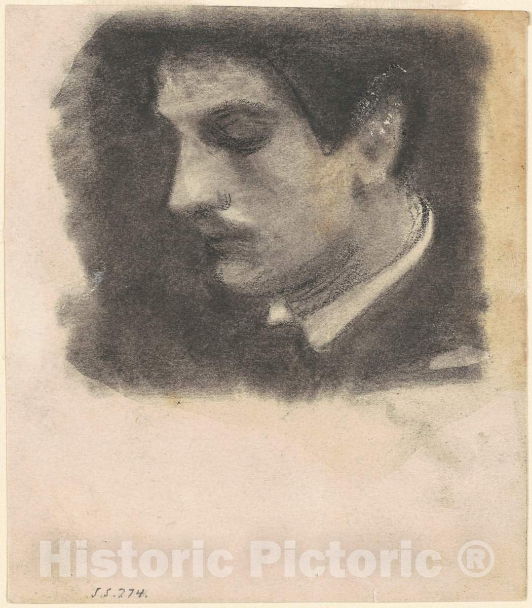 Art Print : John Singer Sargent, Head of a Man, 1875-1880 - Vintage Wall Art