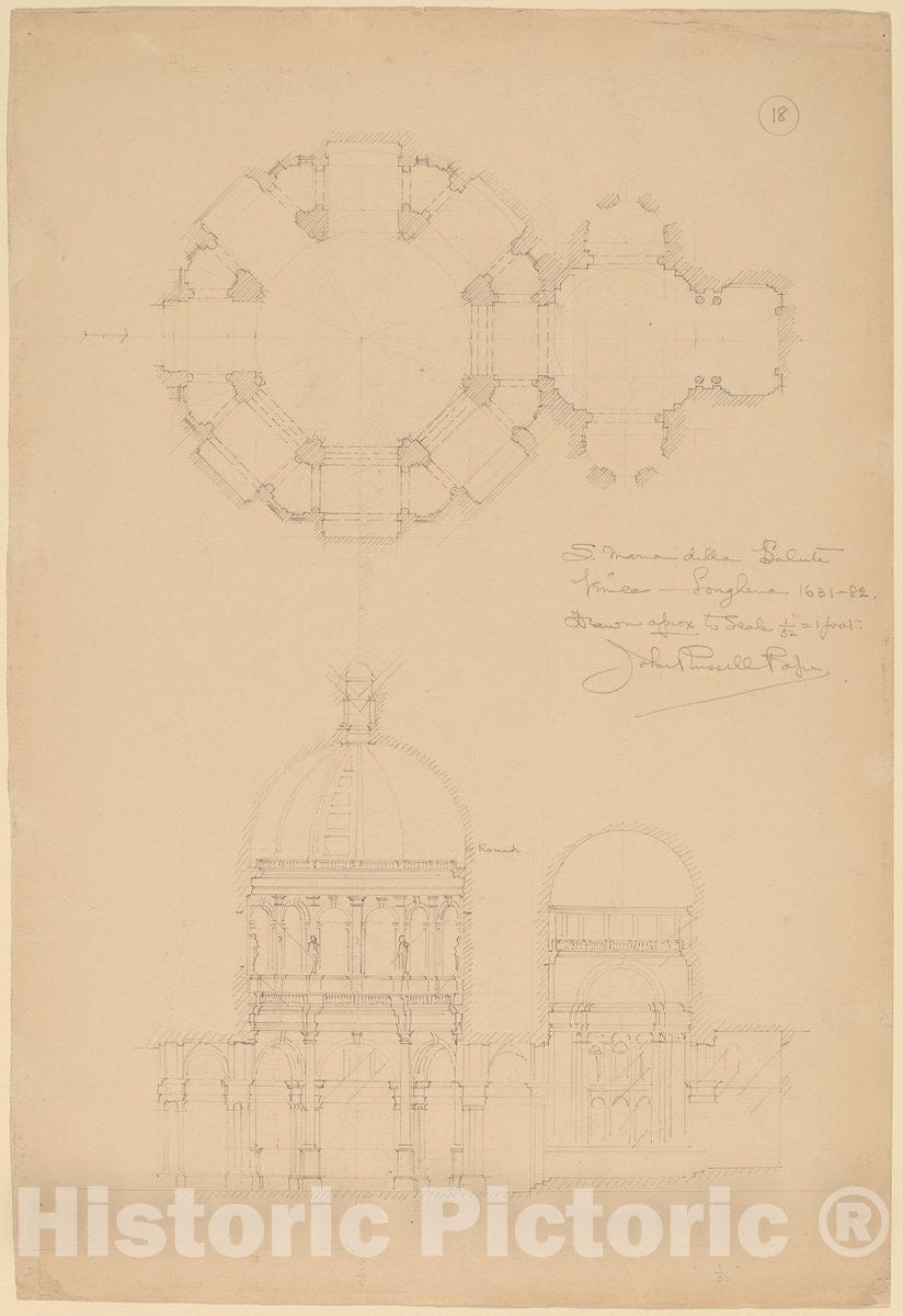 Art Print : John Russell Pope, Sta. Maria Della Salute, Venice, c. 1898 - Vintage Wall Art