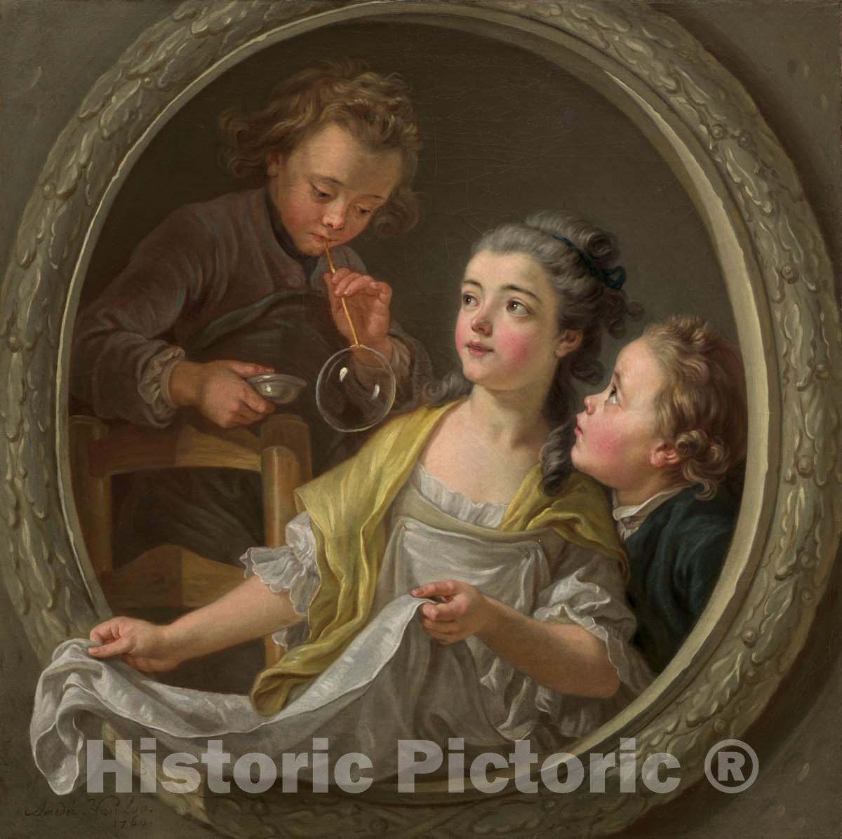 Art Print : Charles AmÃ©dÃ©e Philippe Van Loo, Soap Bubbles, 1764 - Vintage Wall Art