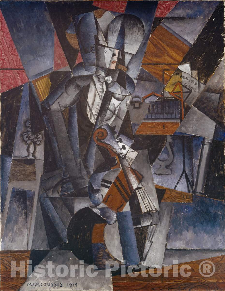 Art Print : Louis Casimir Ladislas Marcoussis, The Musician, 1914 - Vintage Wall Art