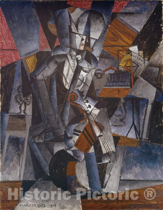 Art Print : Louis Casimir Ladislas Marcoussis, The Musician, 1914 - Vintage Wall Art