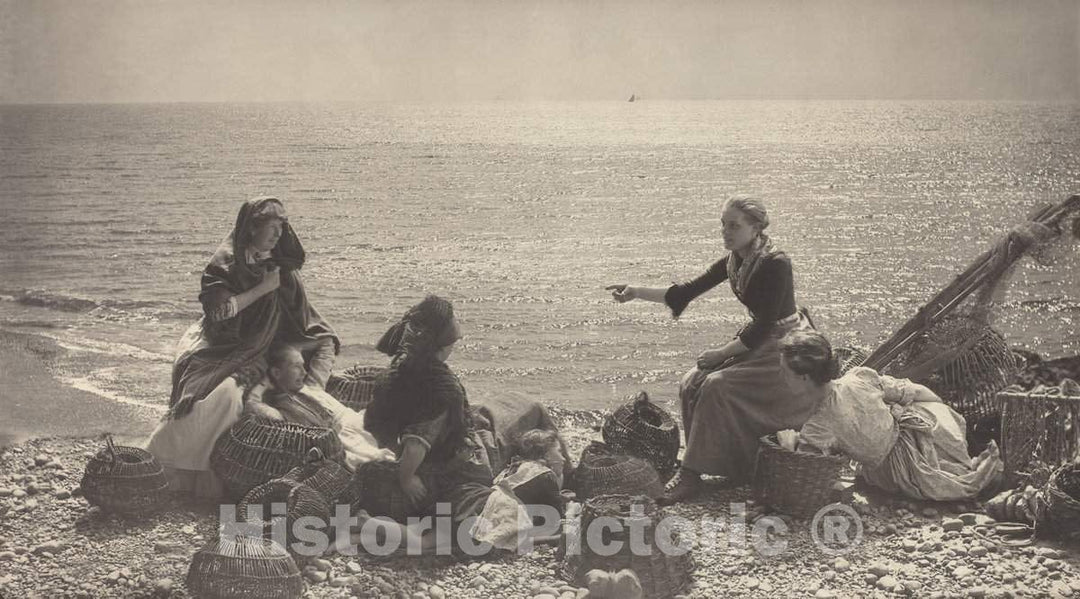 Art Print : Henry Peach Robinson, Gossip on The Beach, c. 1885 - Vintage Wall Art