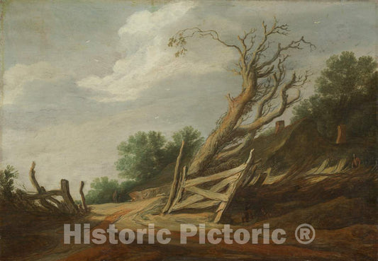 Art Print : Pieter Molijn, Landscape with Open Gate, c.1633 - Vintage Wall Art
