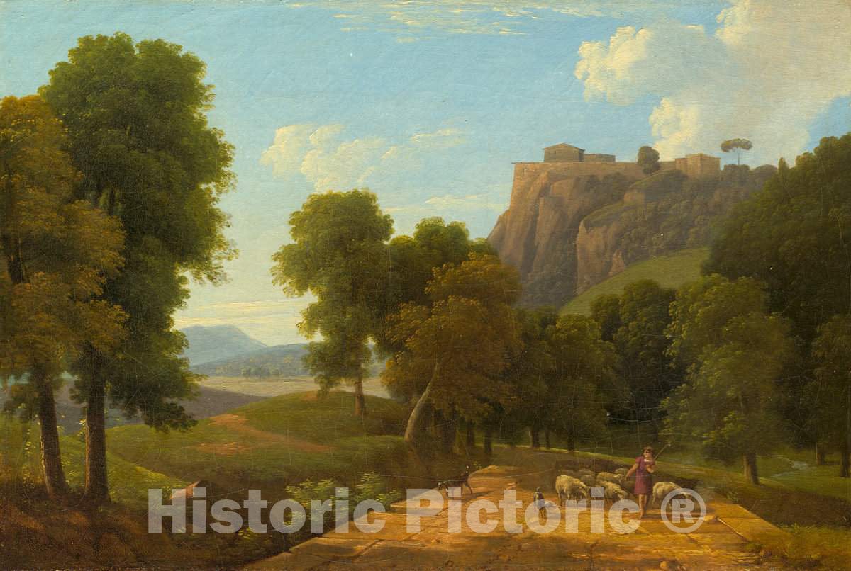 Art Print : Victor Bertin, Shepherd with his Flock, c. 1820 - Vintage Wall Art