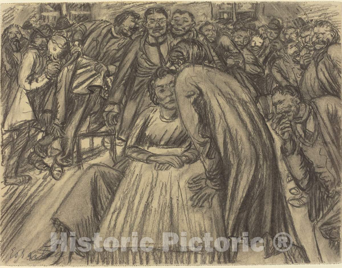 Art Print : Ernst Barlach, The Couple in The Crowd, 1917 - Vintage Wall Art