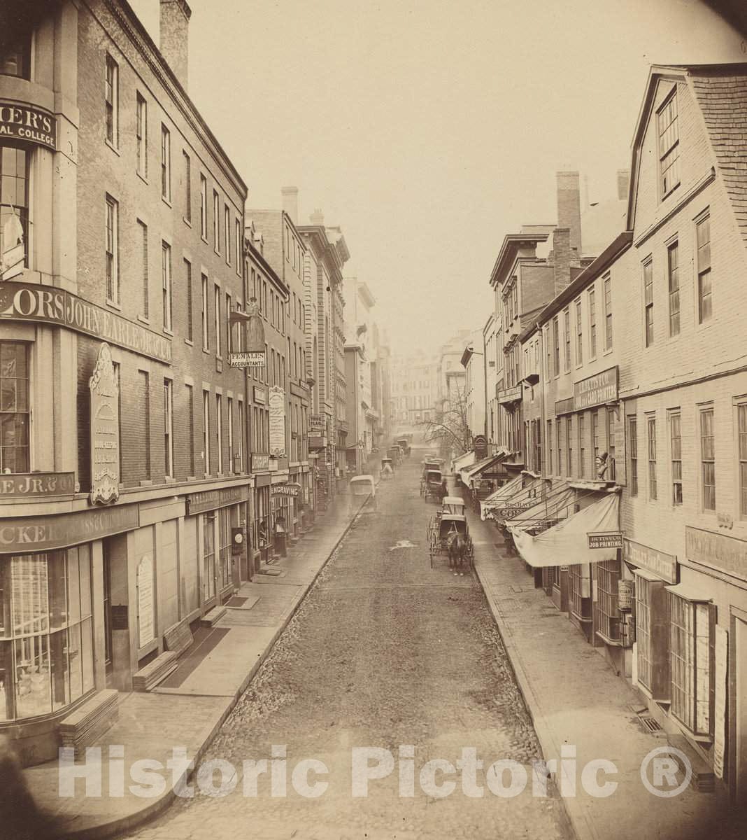 Art Print : Josiah Johnson Hawes, School Street, Boston, 1850s - Vintage Wall Art