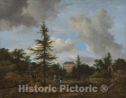 Art Print : Jacob Van Ruisdael, Country House in a Park, c. 1675 - Vintage Wall Art