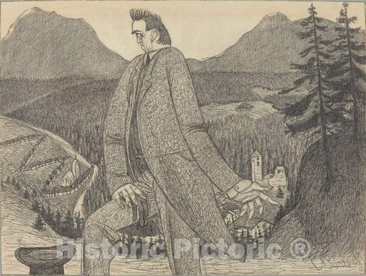 Art Print : Ernst Barlach, Man of Heights, 1906 - Vintage Wall Art