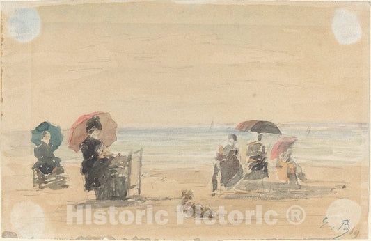 Art Print : EugÃ¨ne Boudin, Sun-Shades, Trouville, 1869 - Vintage Wall Art