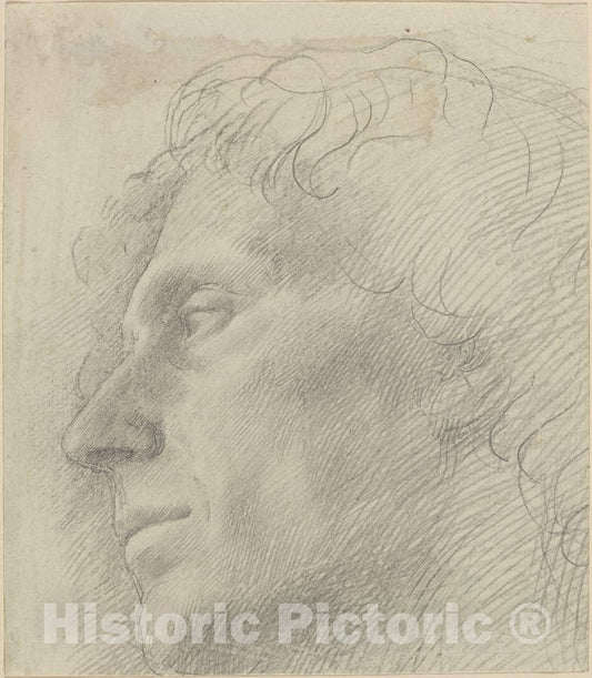 Art Print : Alphonse Legros, Head of a Man Facing Left - Vintage Wall Art