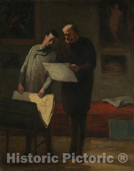Art Print : HonorÃ© Daumier, Advice to a Young Artist, c.1867 - Vintage Wall Art