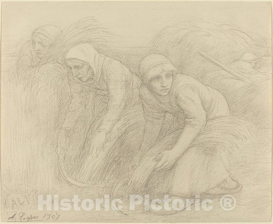 Art Print : Alphonse Legros, The Reapers, 1907 - Vintage Wall Art