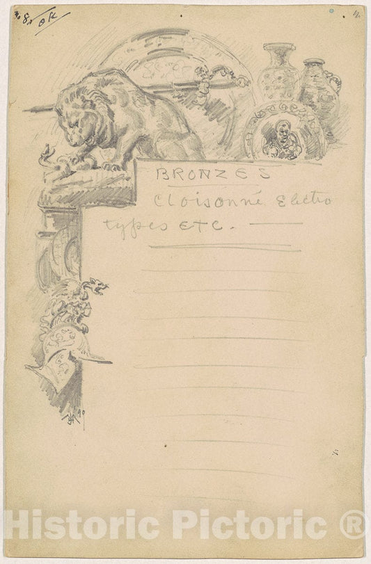 Art Print : James Henry Moser, Study for Bronzes, 1890 - Vintage Wall Art
