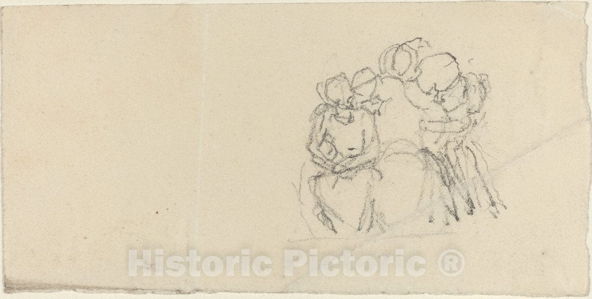 Art Print : John Flaxman, Group of Figures Surrounding Seated Figure - Vintage Wall Art