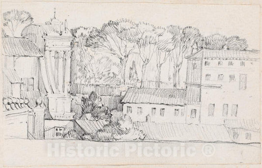 Art Print : Joseph-Marie Vien, Roman Rooftops, c.1747 - Vintage Wall Art
