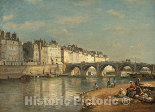 Art Print : Stanislas LÃ©pine, Pont de la Tournelle, Paris, 1862 - Vintage Wall Art