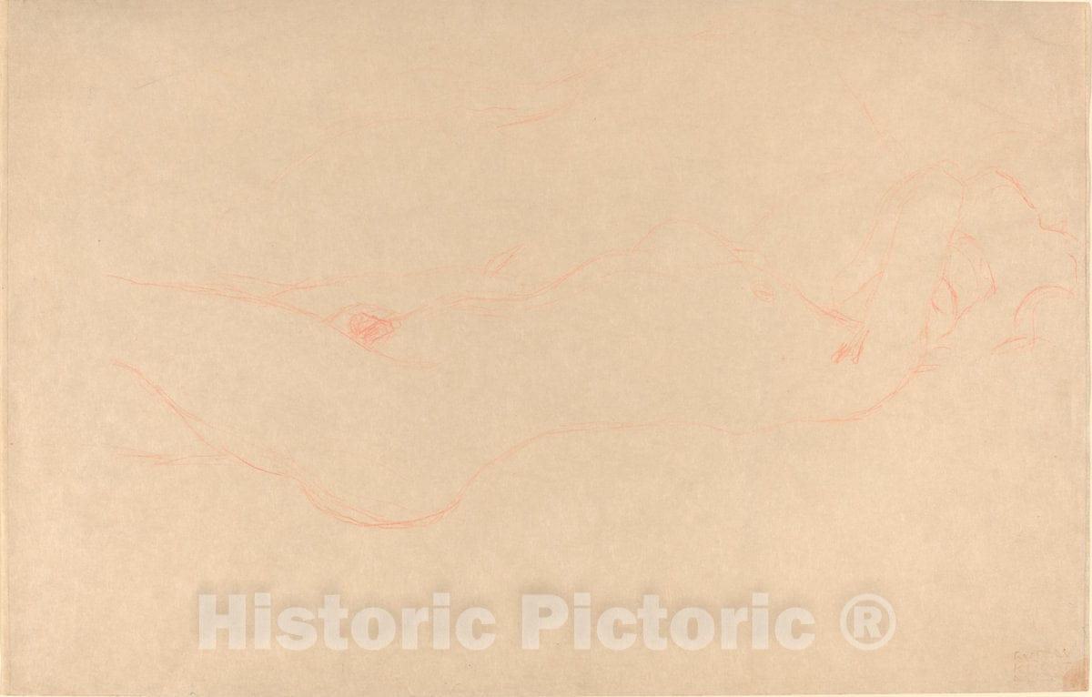 Art Print : Gustav Klimt, Reclining Woman, c. 1909 - Vintage Wall Art