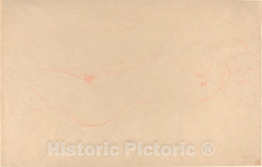 Art Print : Gustav Klimt, Reclining Woman, c. 1909 - Vintage Wall Art