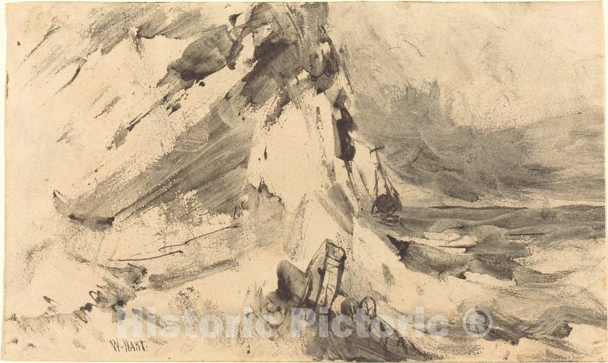 Art Print : William Hart, Shipwreck in Storm - Vintage Wall Art