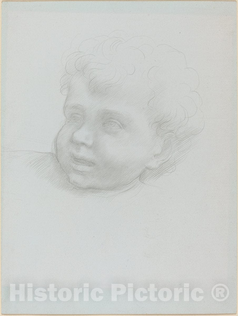 Art Print : Alphonse Legros, Head of a Child - Vintage Wall Art
