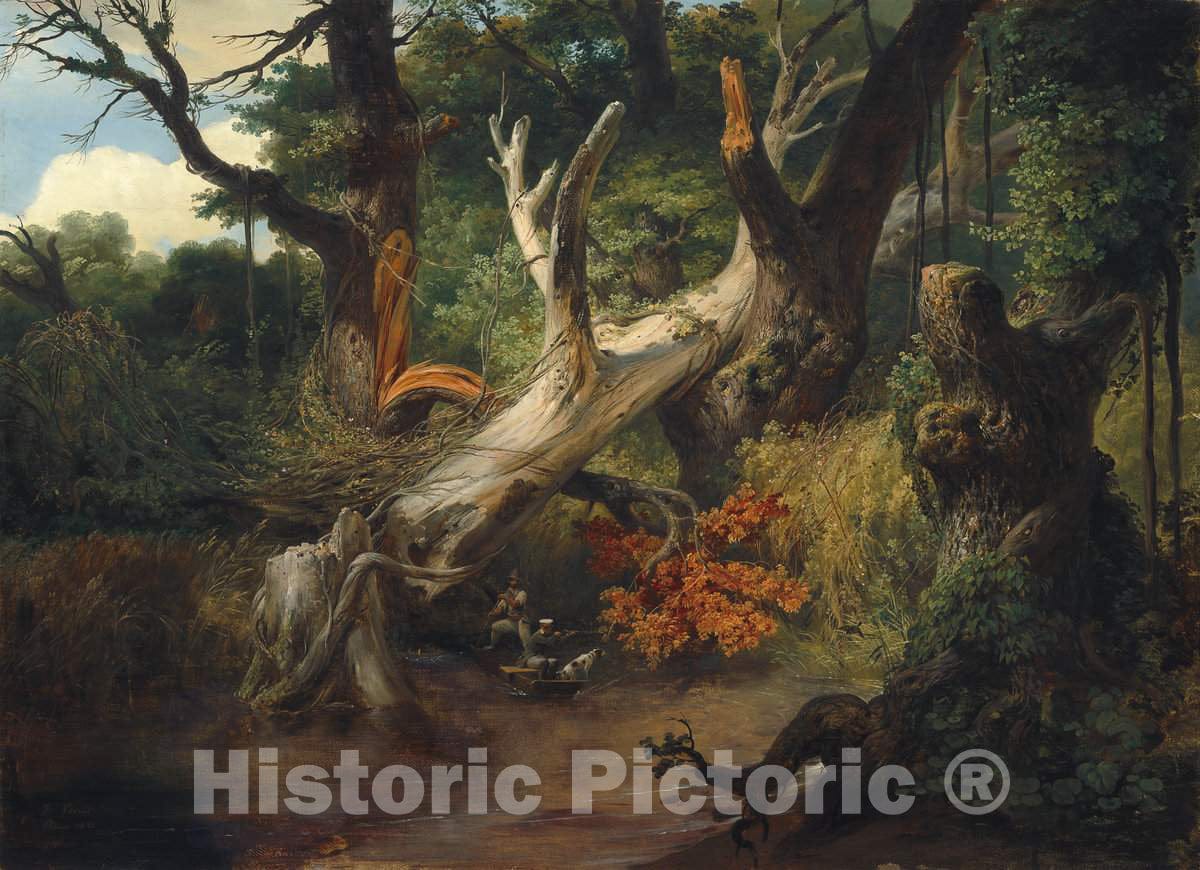 Art Print : Horace Vernet, Hunting in The Pontine Marshes, 1833 - Vintage Wall Art