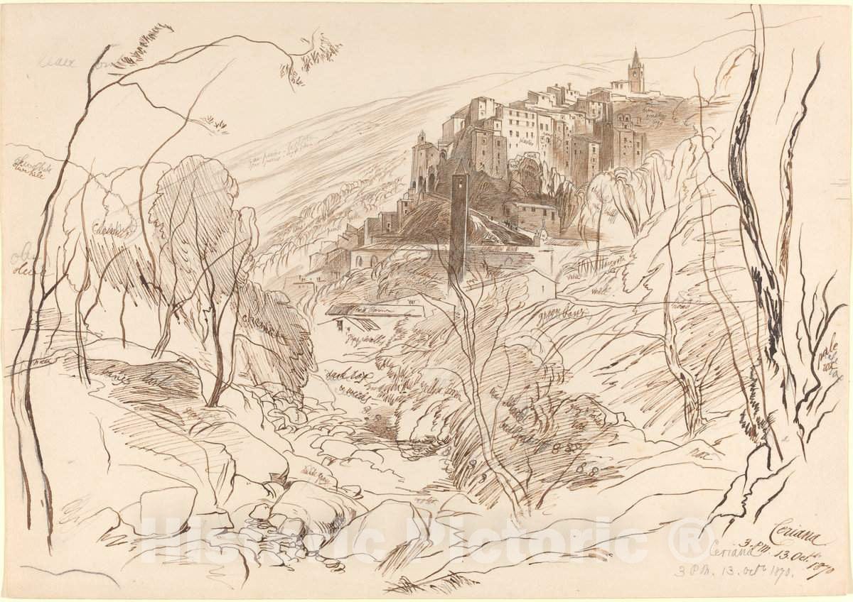 Art Print : Edward Lear, View of Ceriana, 1870 - Vintage Wall Art