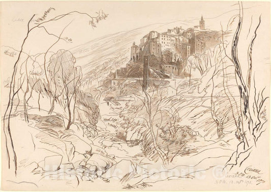 Art Print : Edward Lear, View of Ceriana, 1870 - Vintage Wall Art