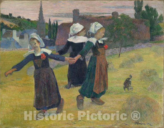Art Print : Paul Gauguin, Breton Girls Dancing, Pont-Aven, 1888 - Vintage Wall Art