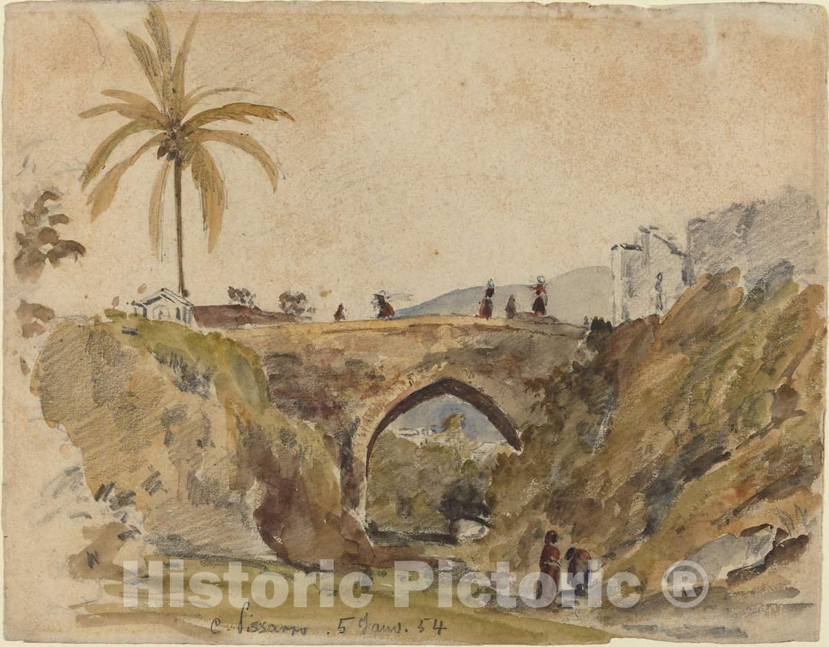Art Print : Camille Pissarro, Bridge at Caracas, 1854 - Vintage Wall Art