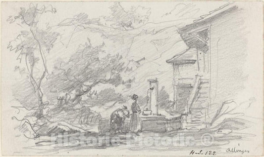 Art Print : EugÃ¨ne Boudin, Women at a Well, Allinges - Vintage Wall Art