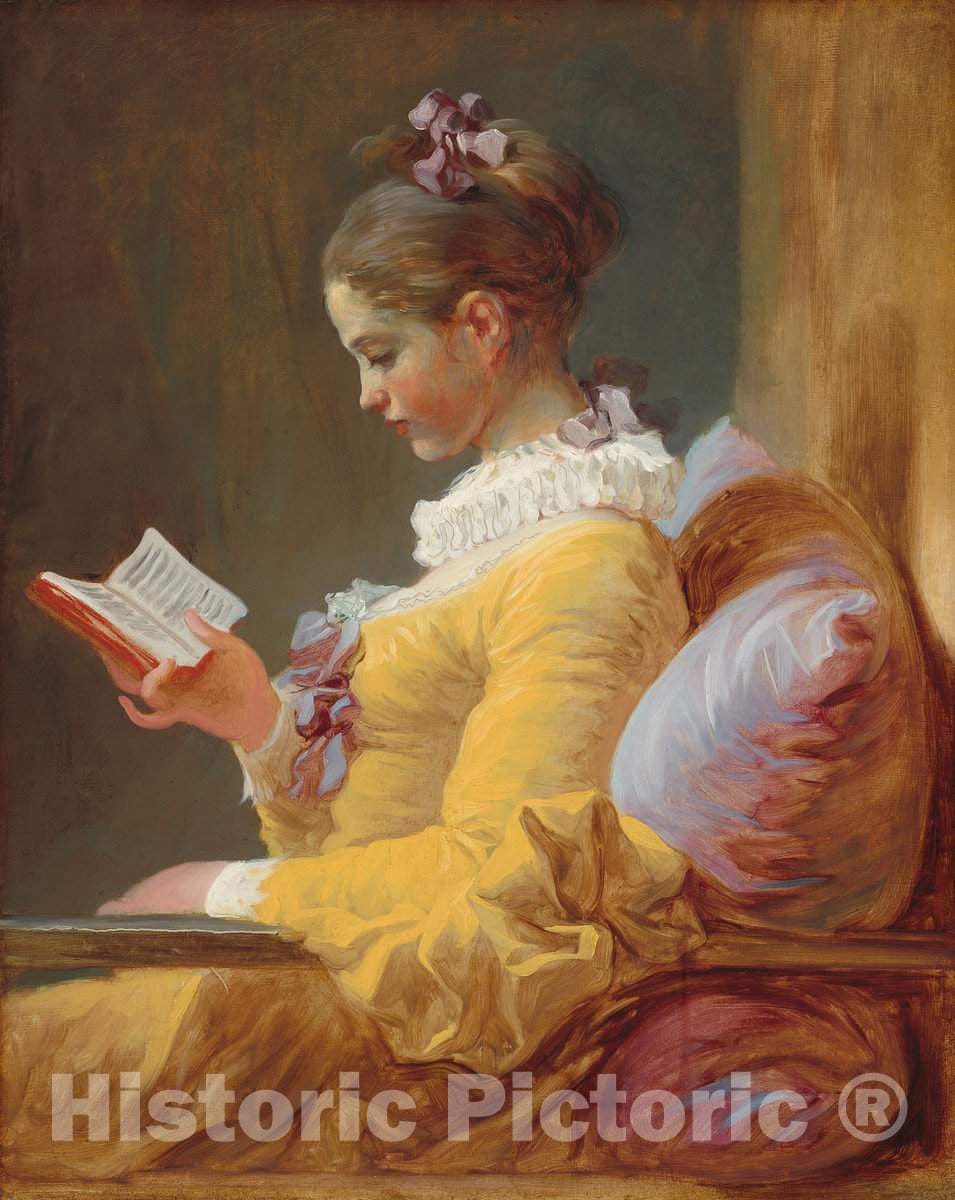 Art Print : Jean HonorÃ© Fragonard, Young Girl Reading, c. 1769 - Vintage Wall Art